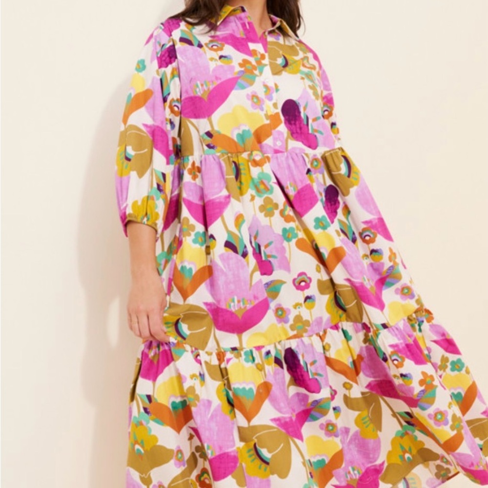 Anthropologie Mauve Multicolor Floral Dress